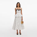 White Polka Dot Linen Midi Dress