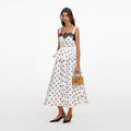 White Polka Dot Linen Midi Dress