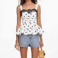 White Polka Dot Linen Top