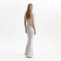 Cream Rhinestone Mesh Maxi Dress