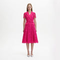 Magenta Lace Midi Dress