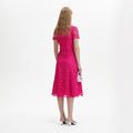 Magenta Lace Midi Dress