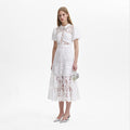 White Lace Diamante Collar Midi Dress