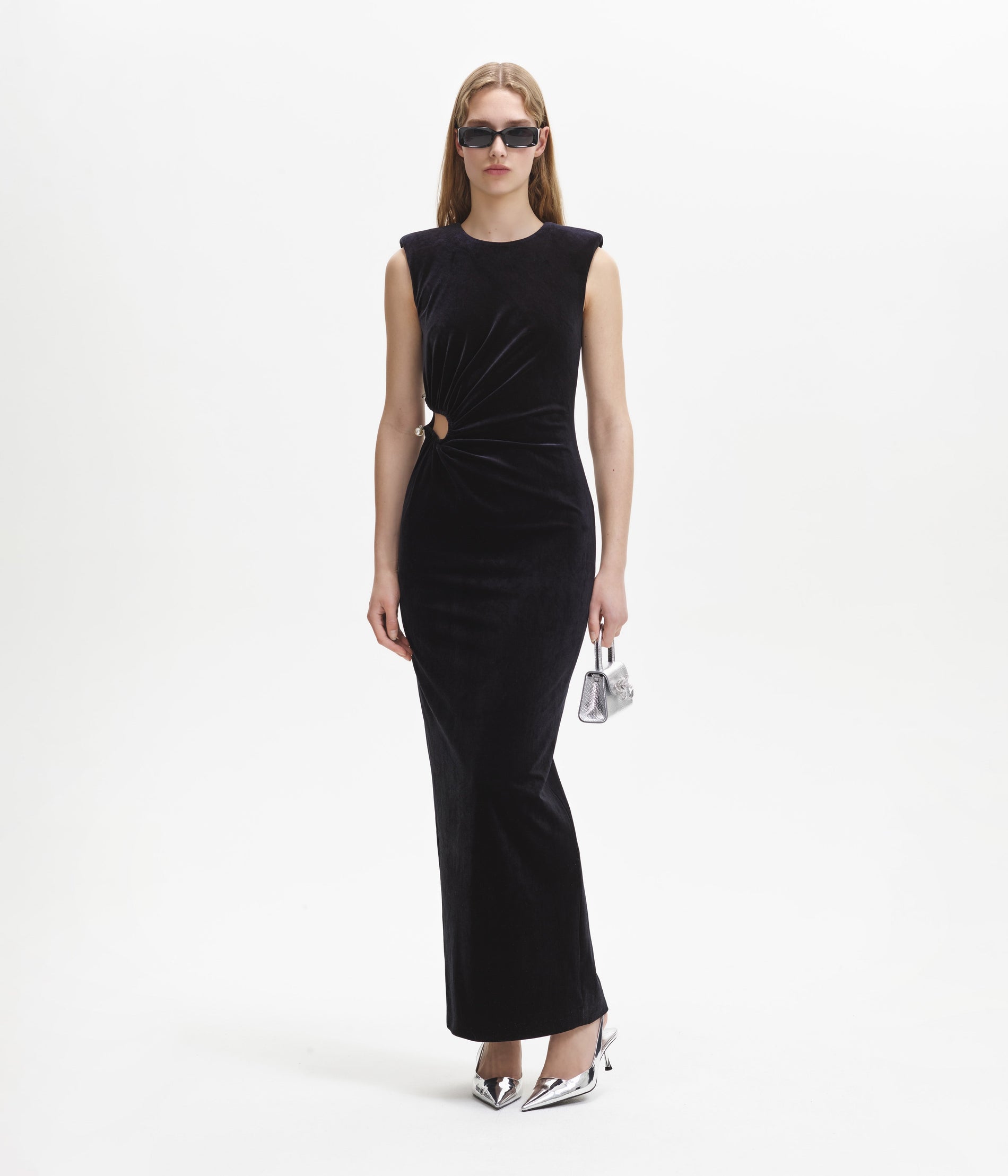 Black Velvet Cut Out Maxi Dress