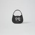 Black Rhinestone Bow Crescent Micro Bag