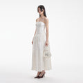 Cream Sequin Bandeau Midi Dress