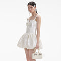 Cream Sequin Bow Mini Dress