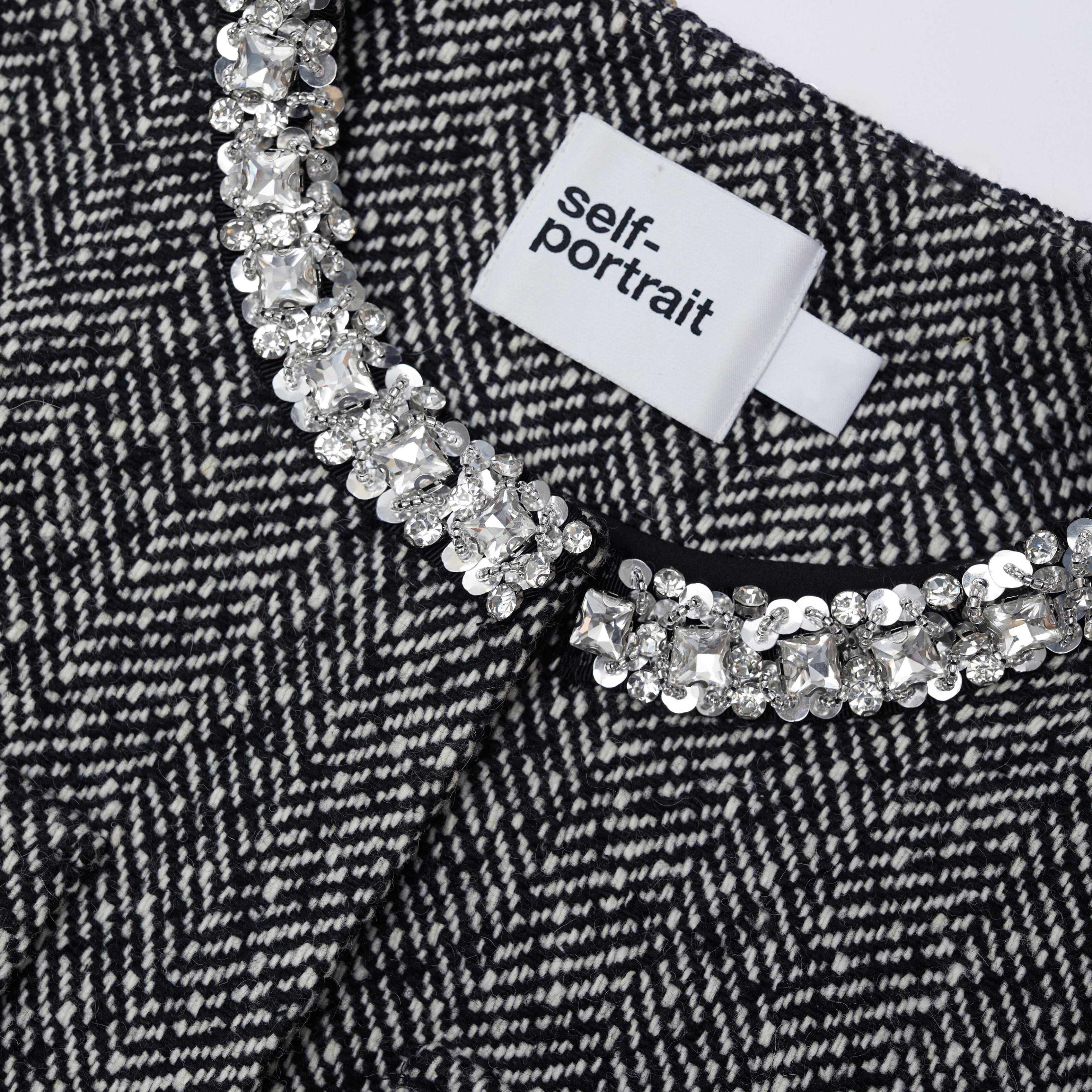 Black Herringbone Embellished Jacket