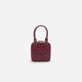 Burgundy Leather Square Mini Tote Bag