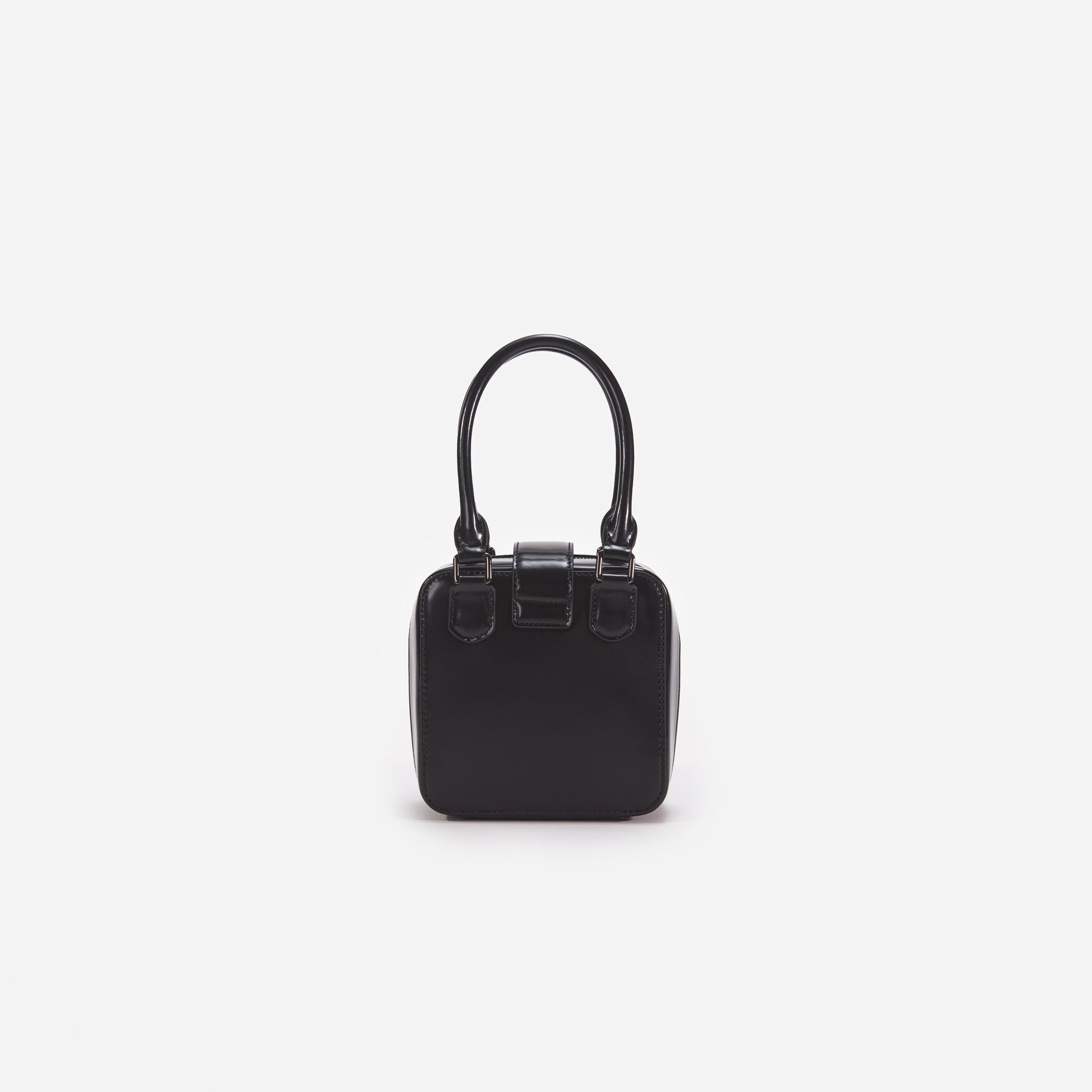 Black Leather Square Mini Tote Bag
