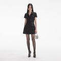 Black Sequin Boucle Mini Dress