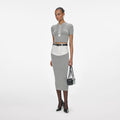 Grey Knit Denim Insert Midi Skirt