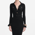Black Ribbed Knit Maxi Dress