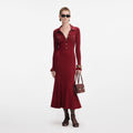 Burgundy Ribbed Knit Midi Dress