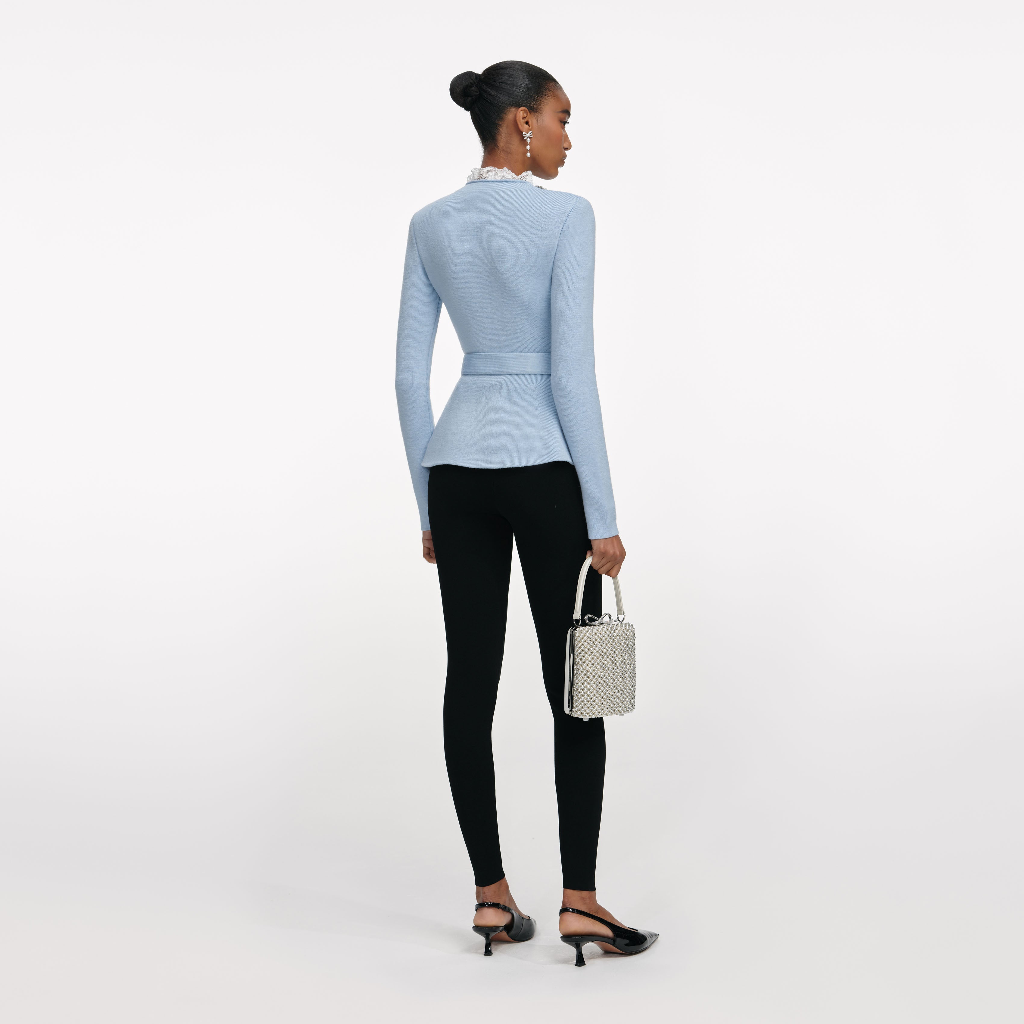 Blue Crystal Trim Cardigan