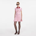 Pink Contrast Collar Knit Mini Dress