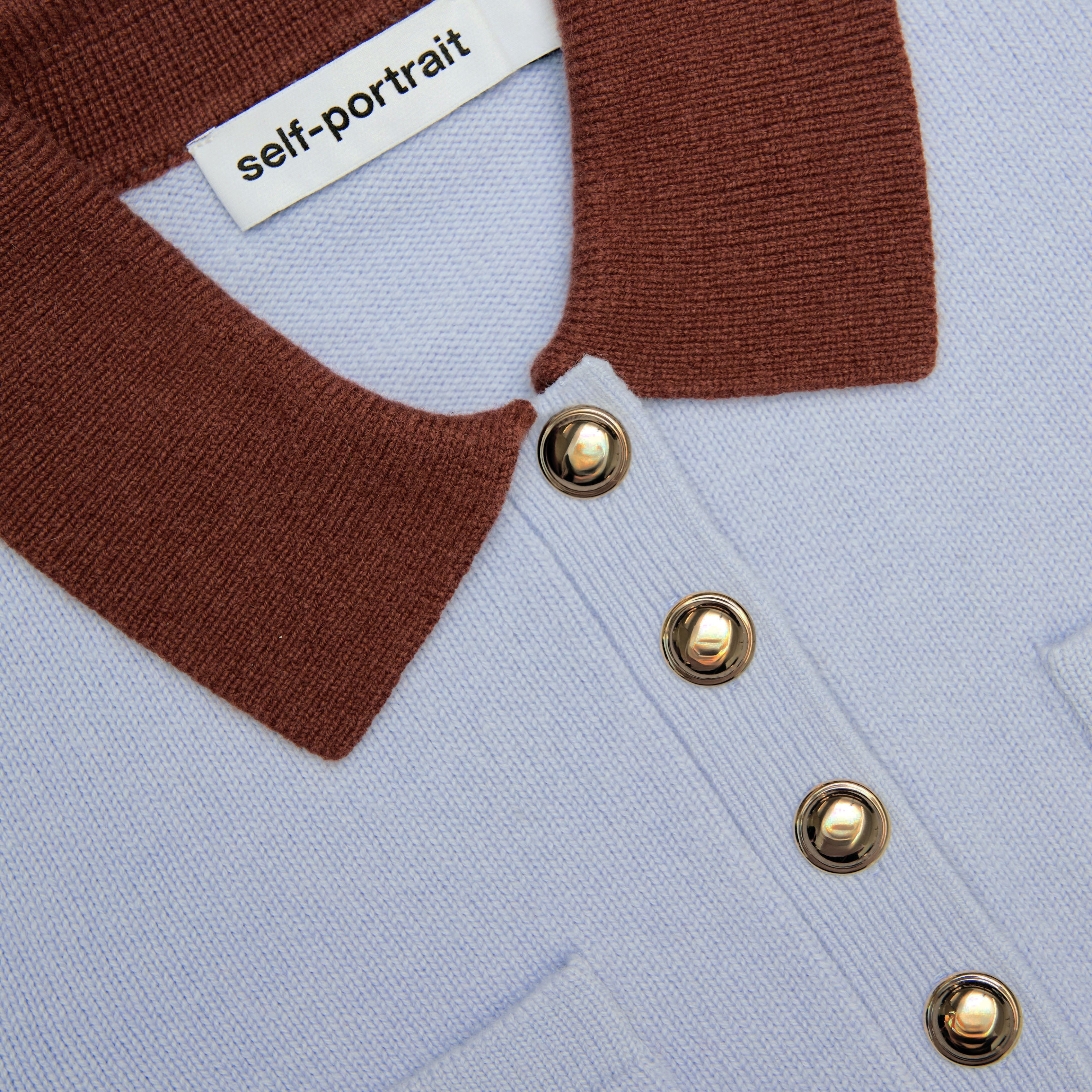 Blue Contrast Collar Knit Top