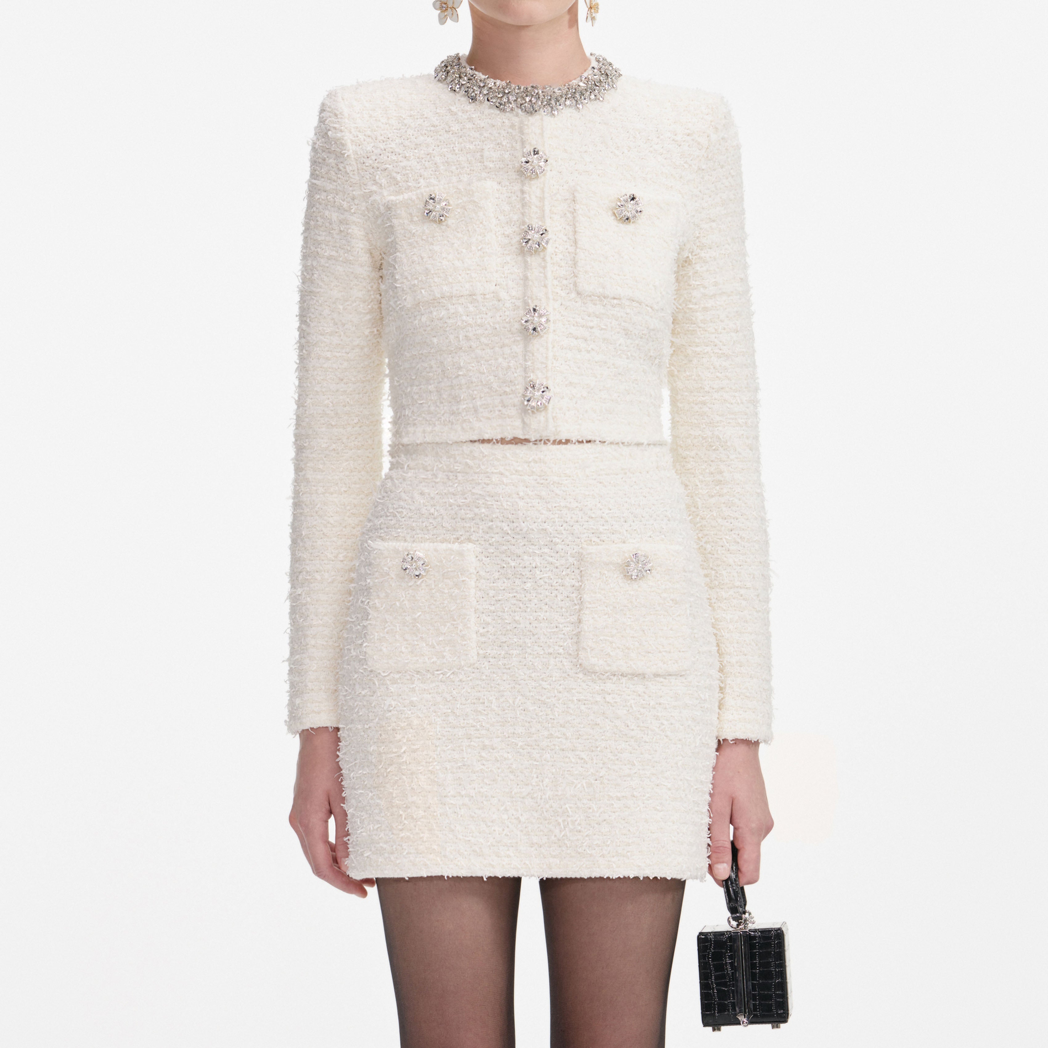 Cream Textured Knit Cardigan