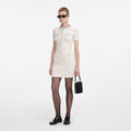 Cream Textured Knit Mini Dress