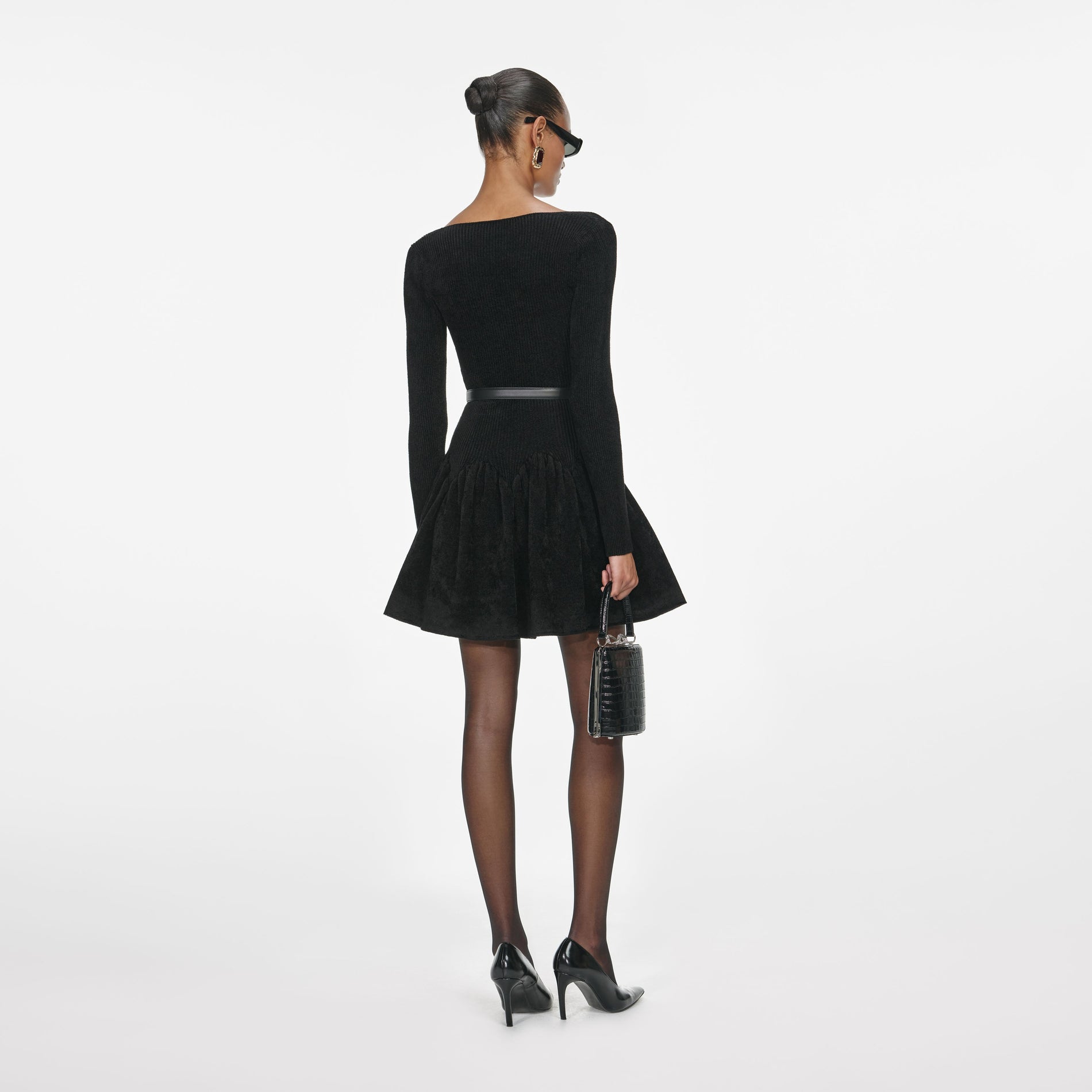 Black Chenille Knit Dress