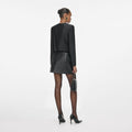 Black Taffeta Embellished Trim Jacket