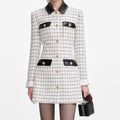 Check Boucle Long Sleeve Mini Dress