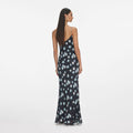 Navy Floral Rhinestone Maxi Dress