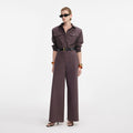 Brown Twill Jumpsuit