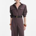 Brown Twill Jumpsuit