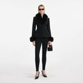 Black Tailored Boucle Fur Jacket