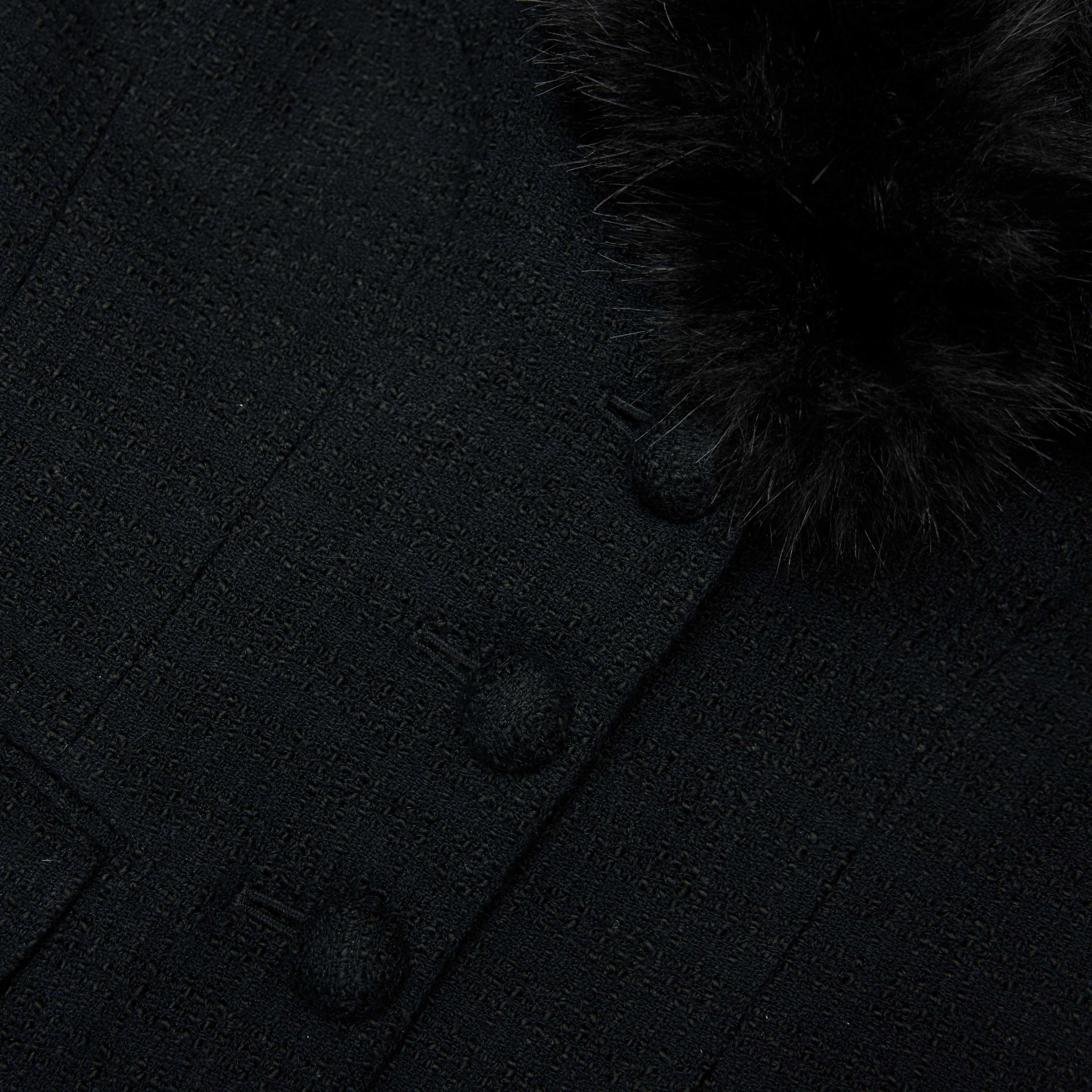 Black Tailored Boucle Fur Jacket