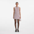Pink Boucle Sleeveless Mini Dress