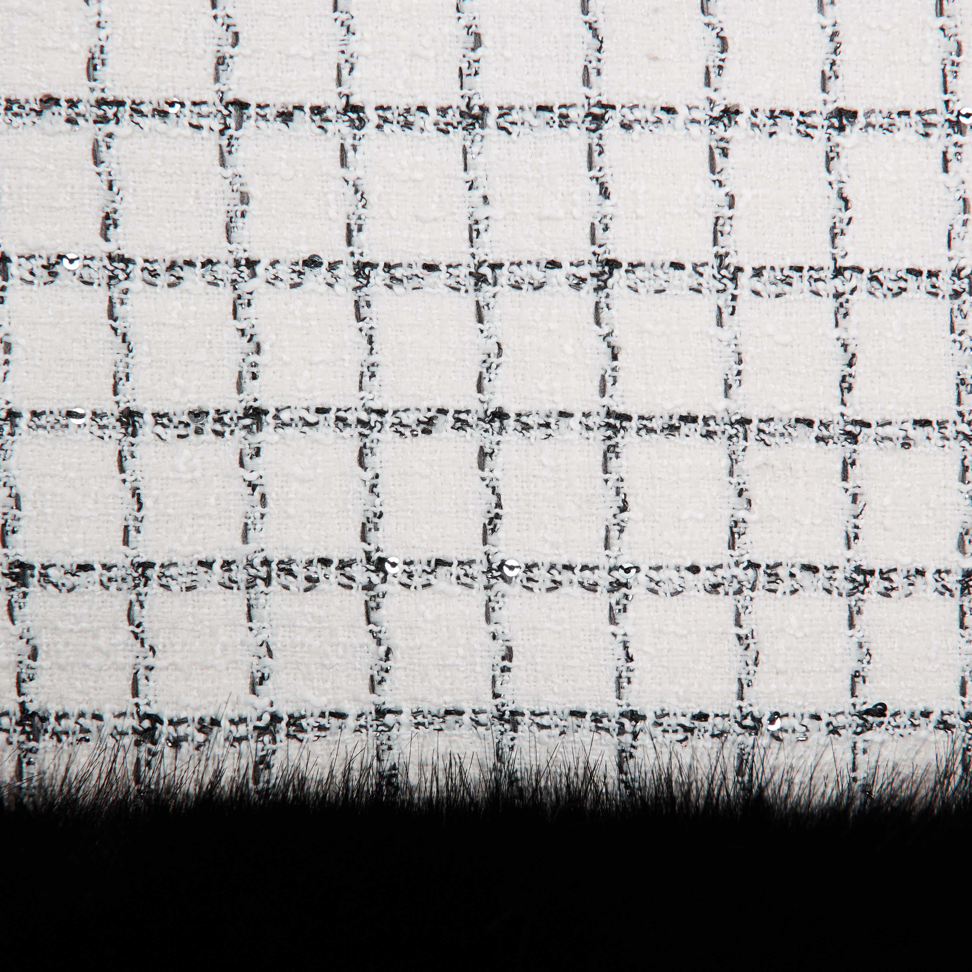 Check Boucle Fur Hem Mini Skirt