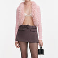 Pink Fur Collar Cardigan