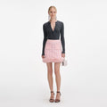 Pink Fur Hem Knit Skirt