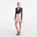 Pink Fur Hem Knit Skirt