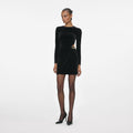 Black Velvet Embellished Mini Dress