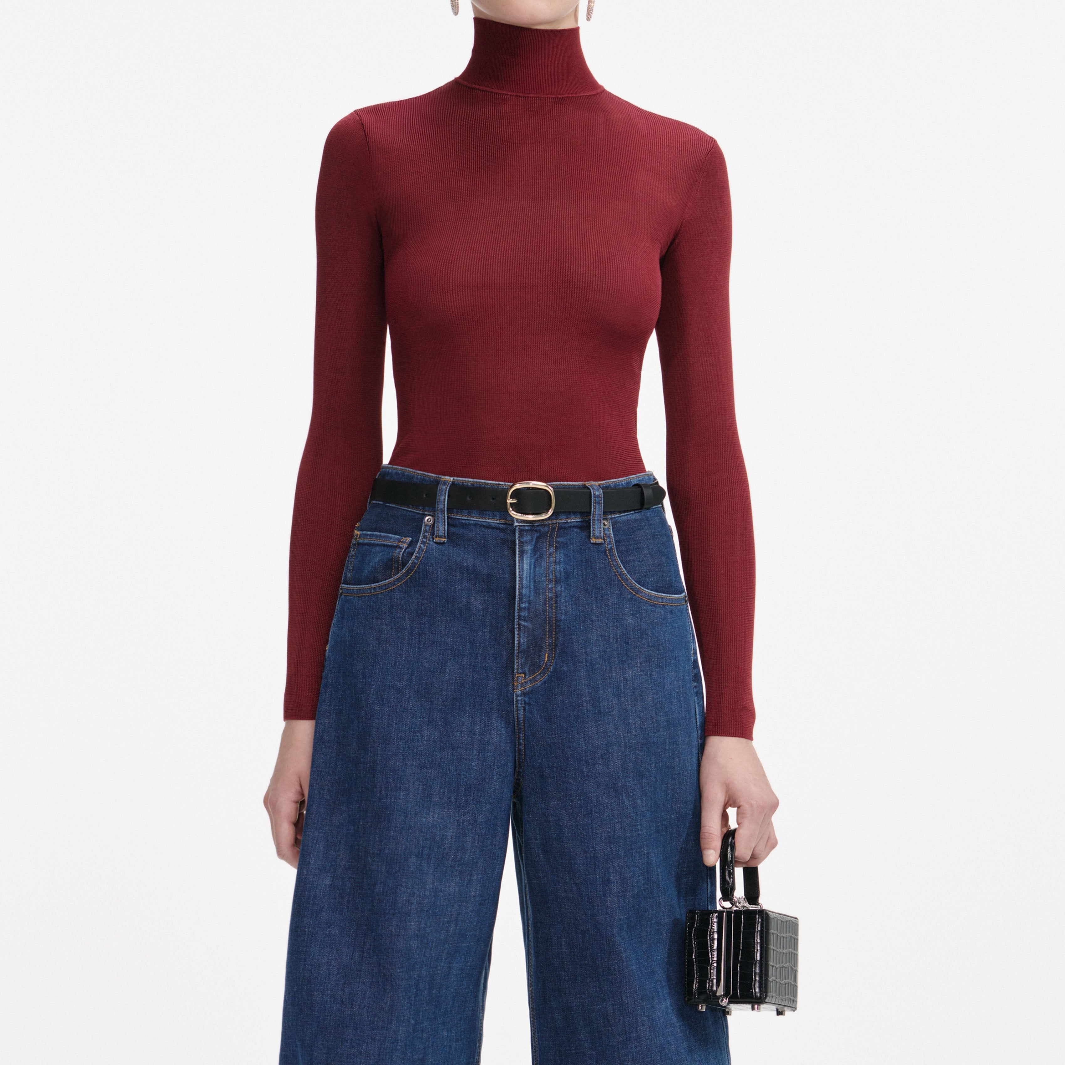 Burgundy Viscose Knit Top