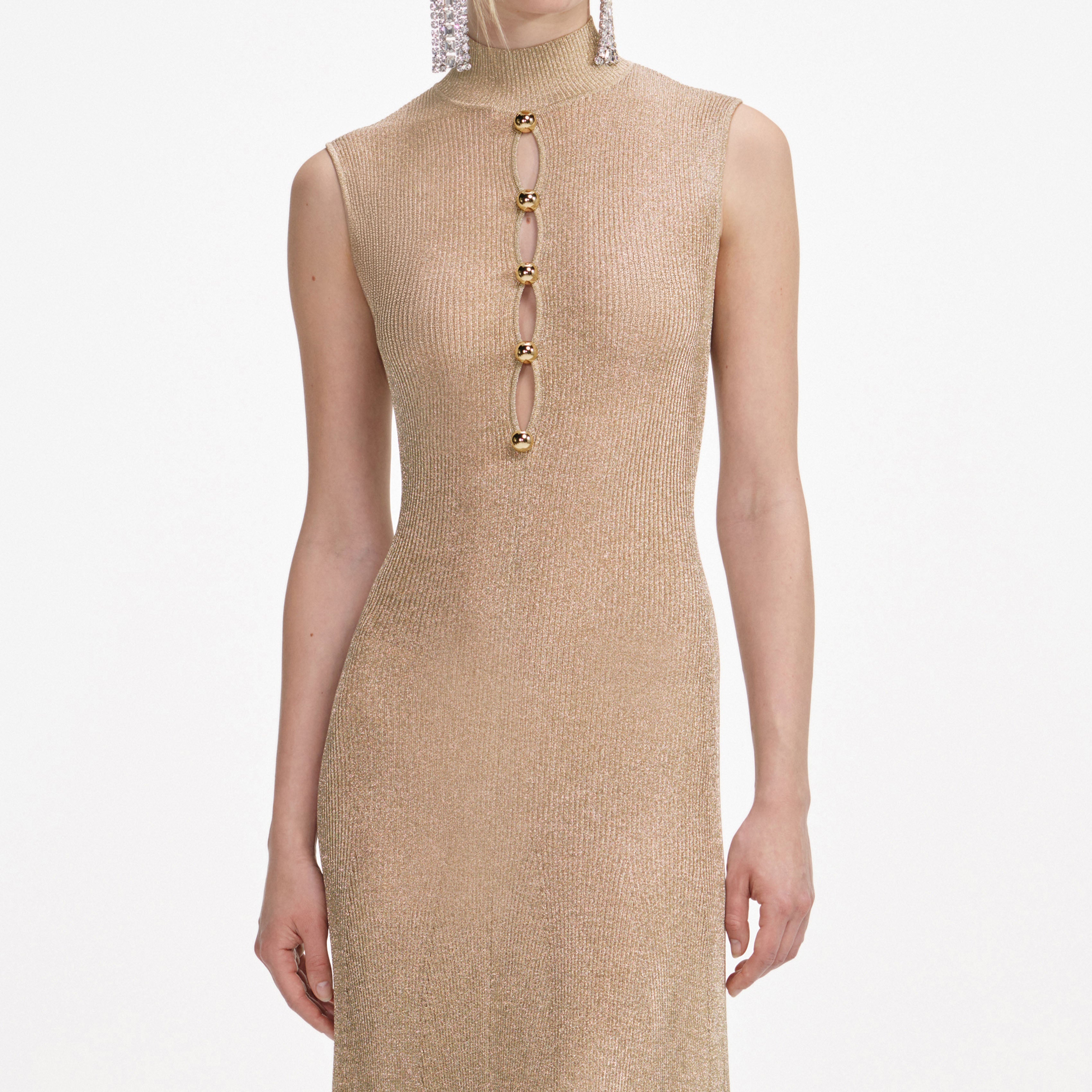 Gold Lurex Knit Maxi Dress
