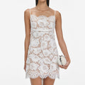 White Lace Satin Bow Mini Dress