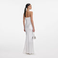 White Satin Lace Maxi Dress