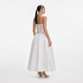 White Lace Taffeta Maxi Dress
