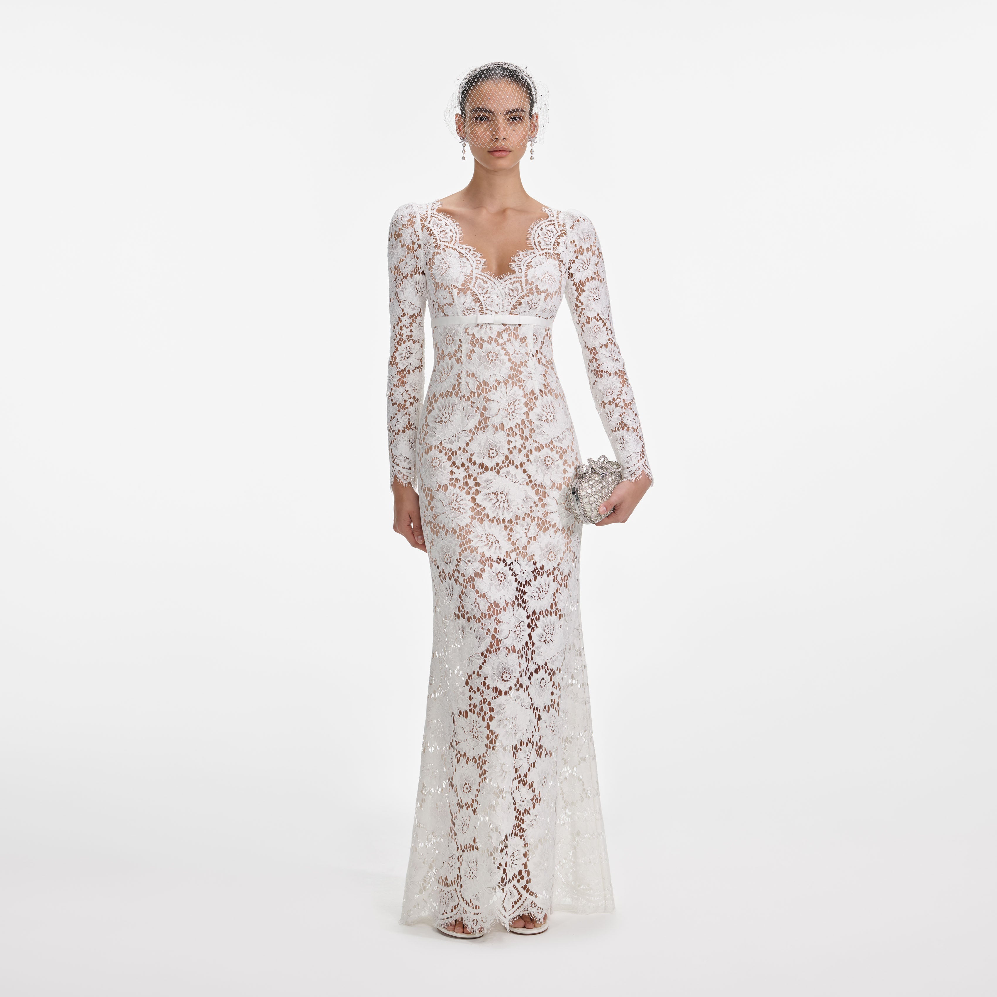 White Floral Lace Maxi Dress