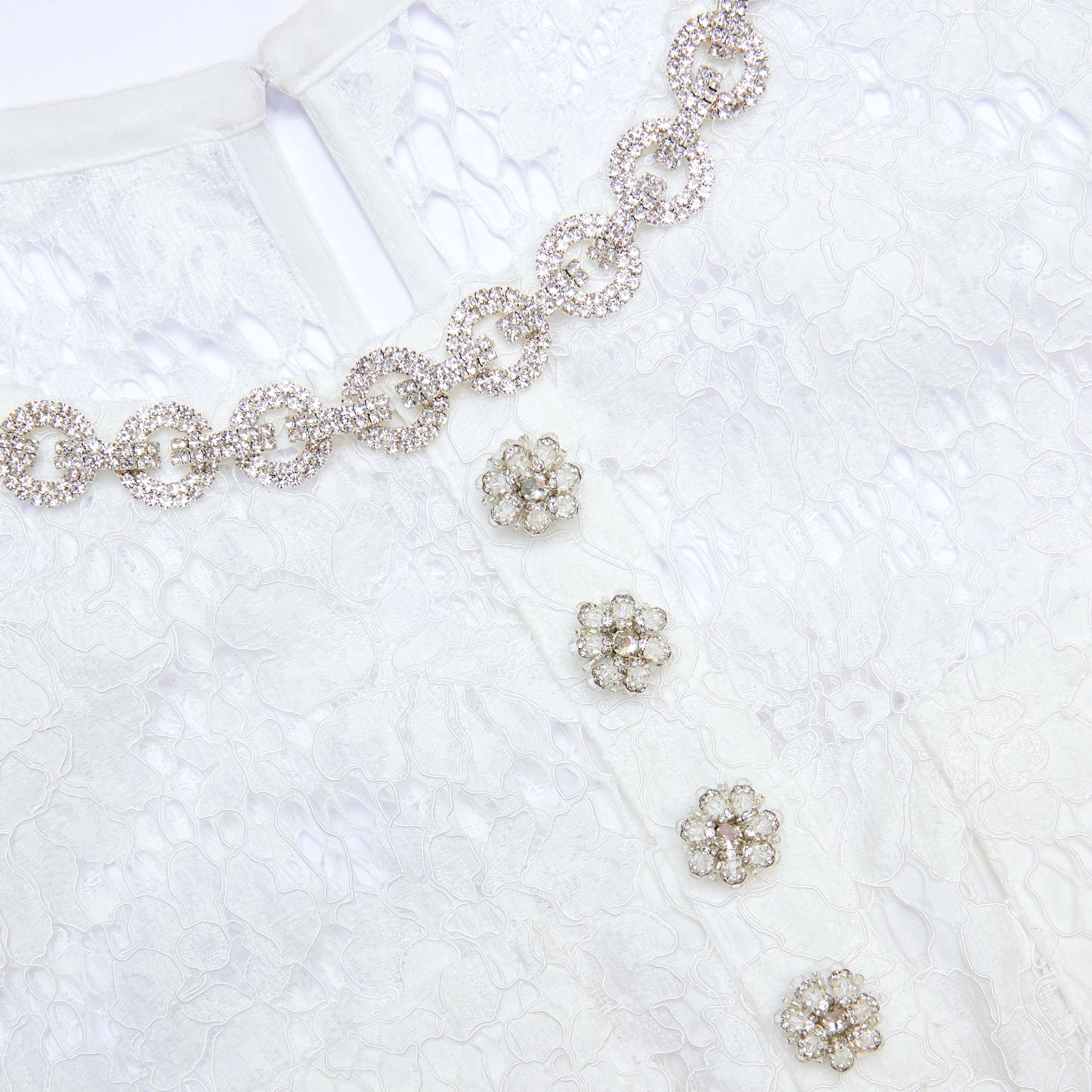 White Lace Satin Maxi Dress