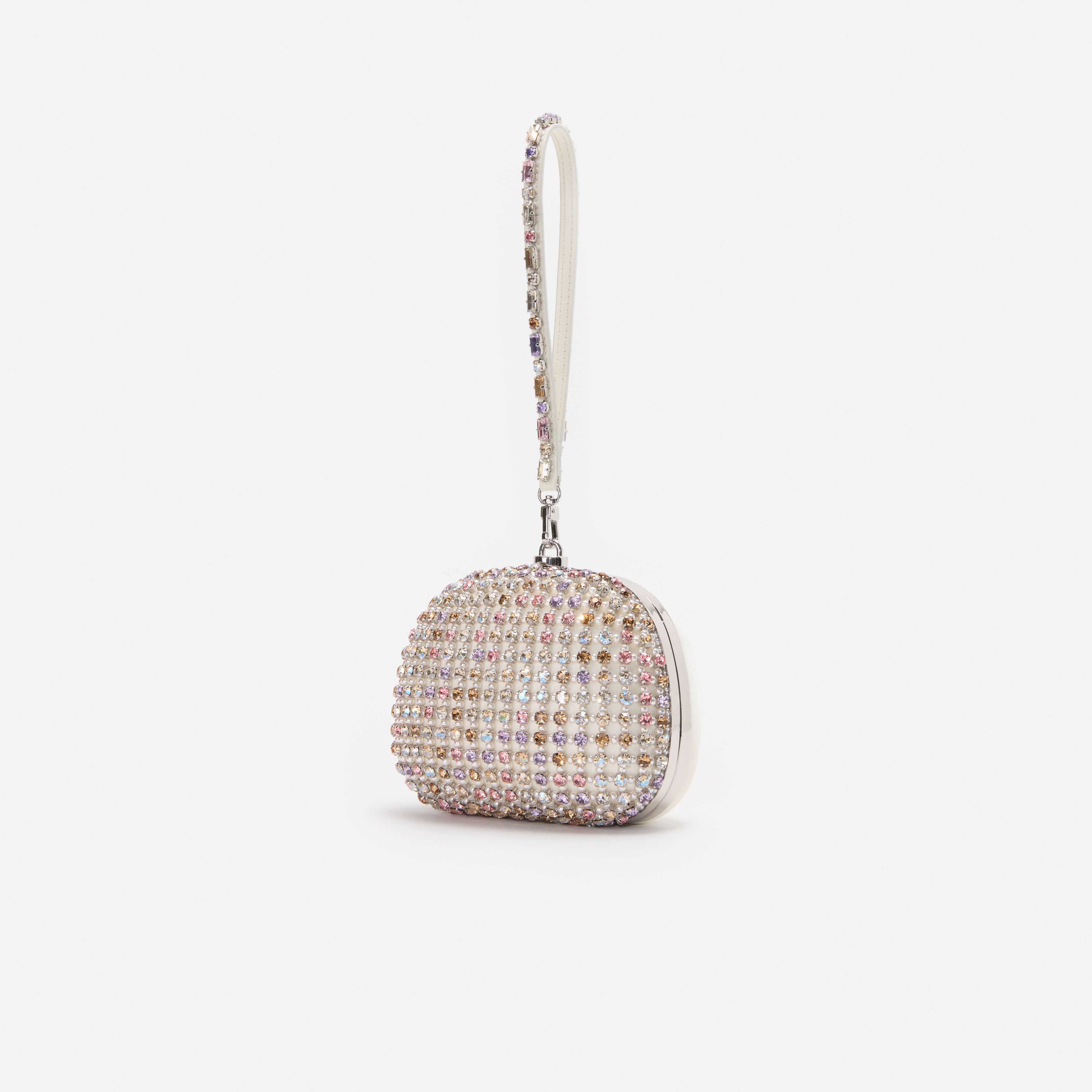 Multi Crystal Top Handle Clutch Bag