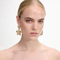 Gold Flower Tiered Earrings
