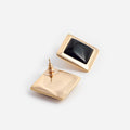 Black Enamel Gold Square Earrings