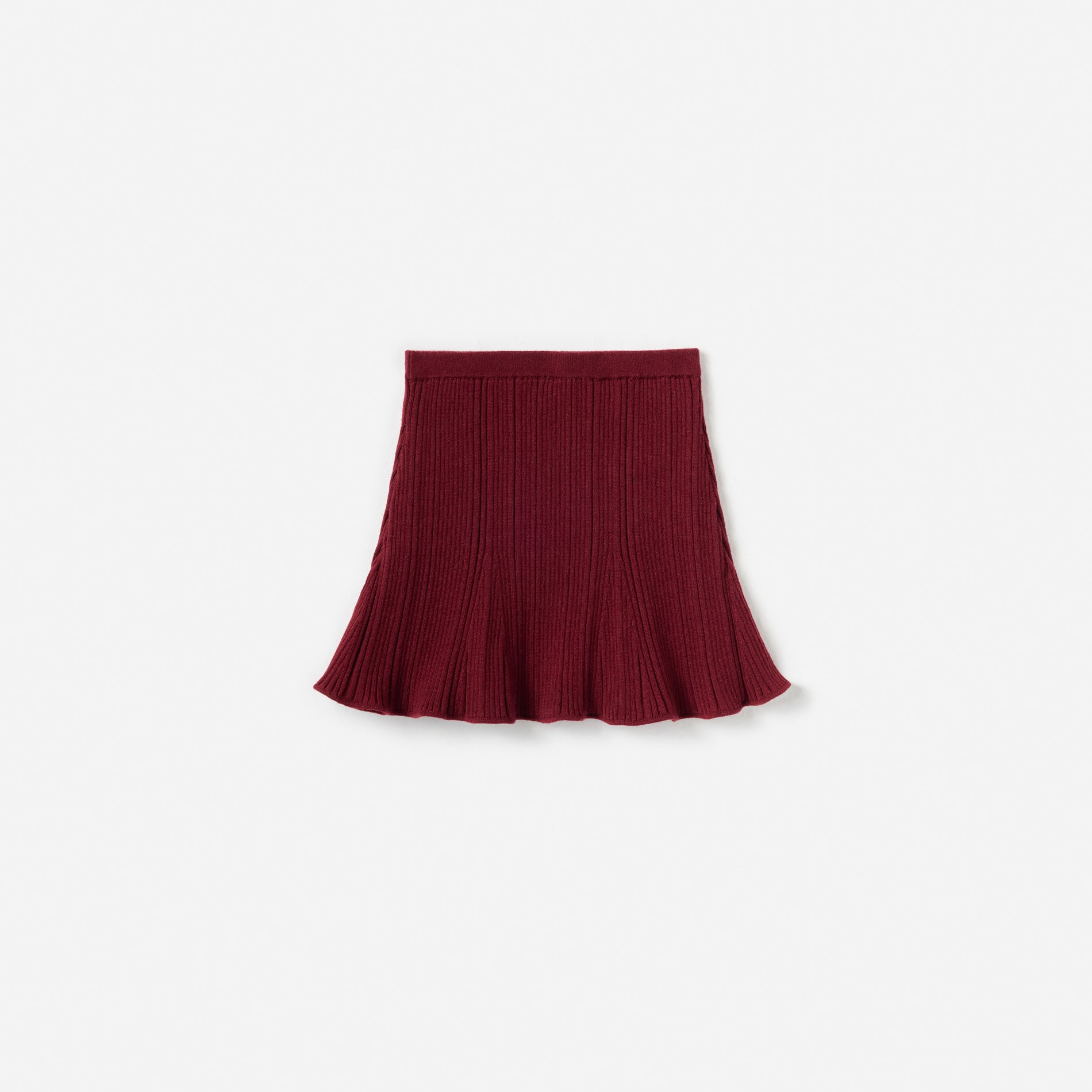 Burgundy Ribbed Knit Skirt