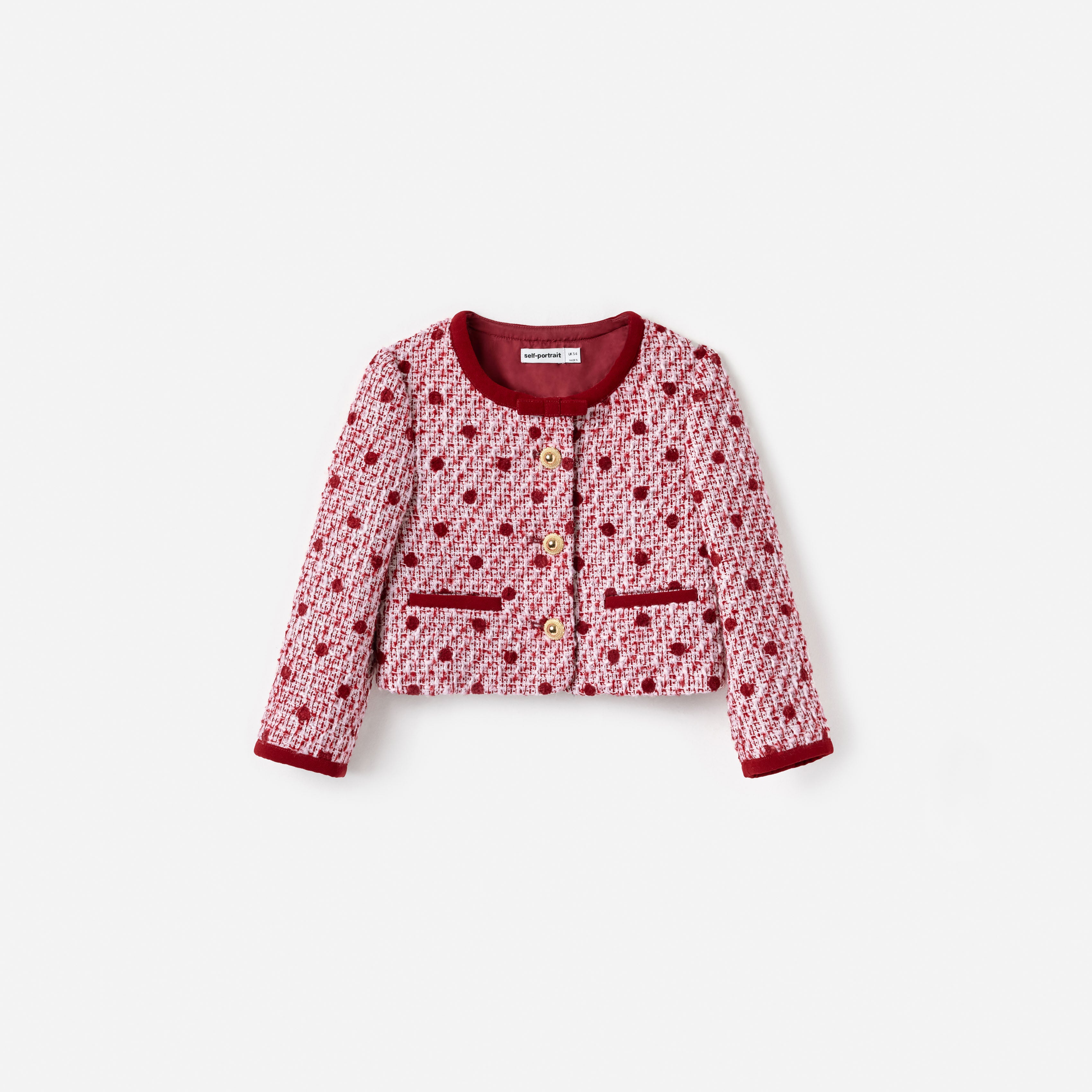Burgundy Polka Dot Boucle Jacket