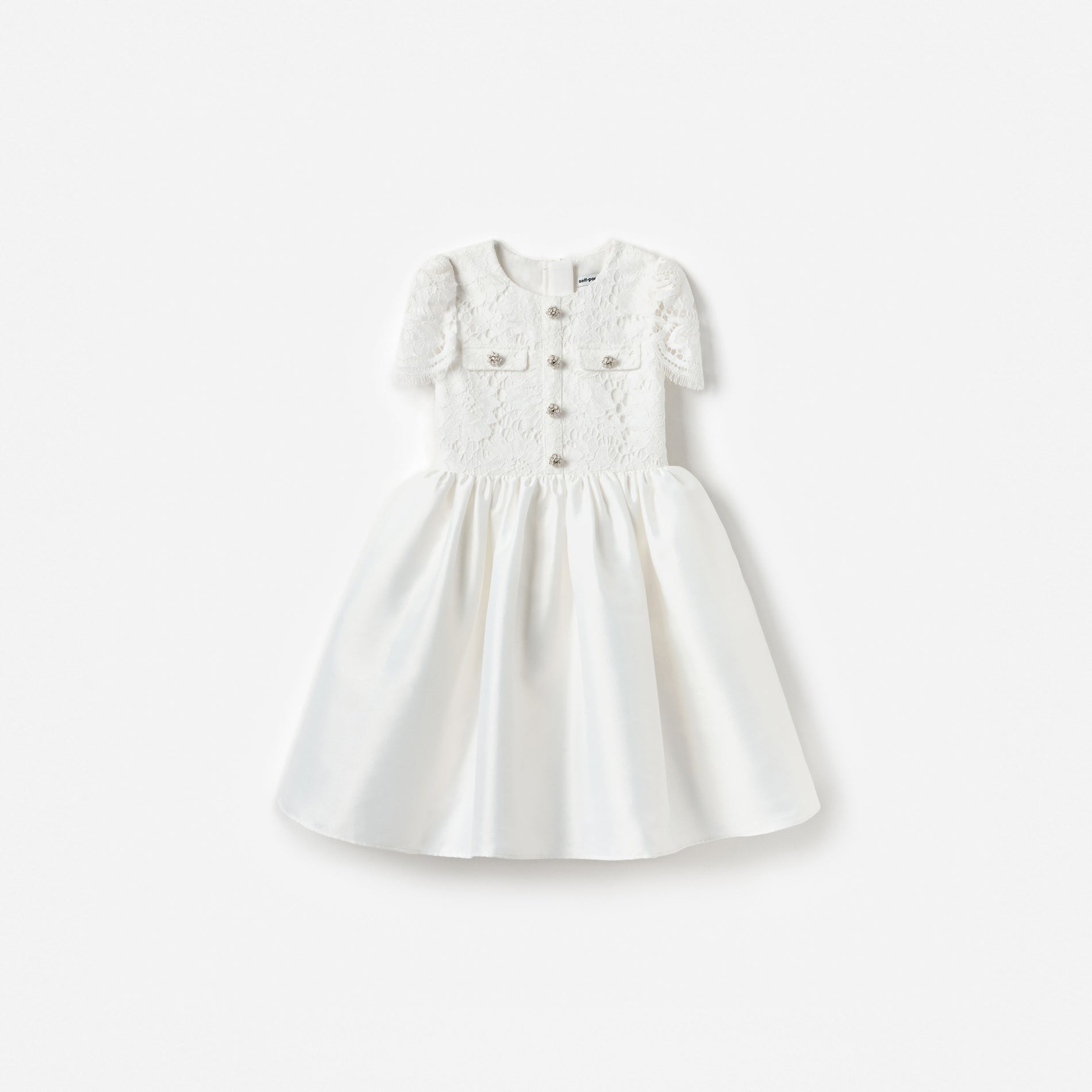 White Lace Taffeta Dress